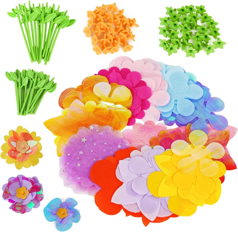 windpaint DIY Fabric Flower Bouquets Toys Accessories, DIY Craft Kits Flowers Accessories for Toddler Kids,Birthdays Gifts (Colorful) - Image 1